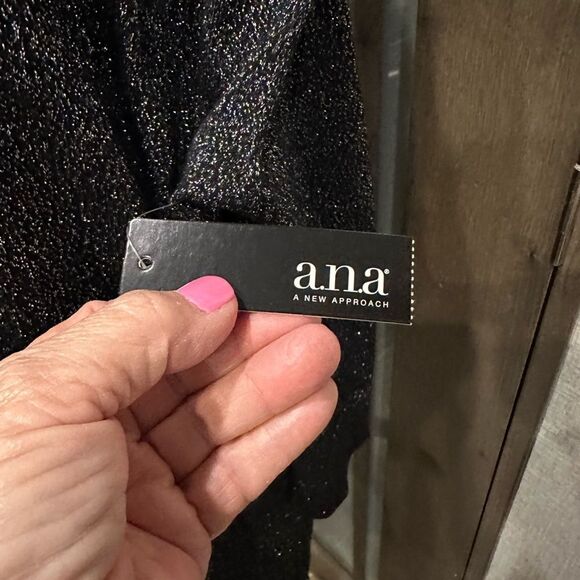 NWT A.N.A Black Shimmer Knit Top - Picture 2 of 4